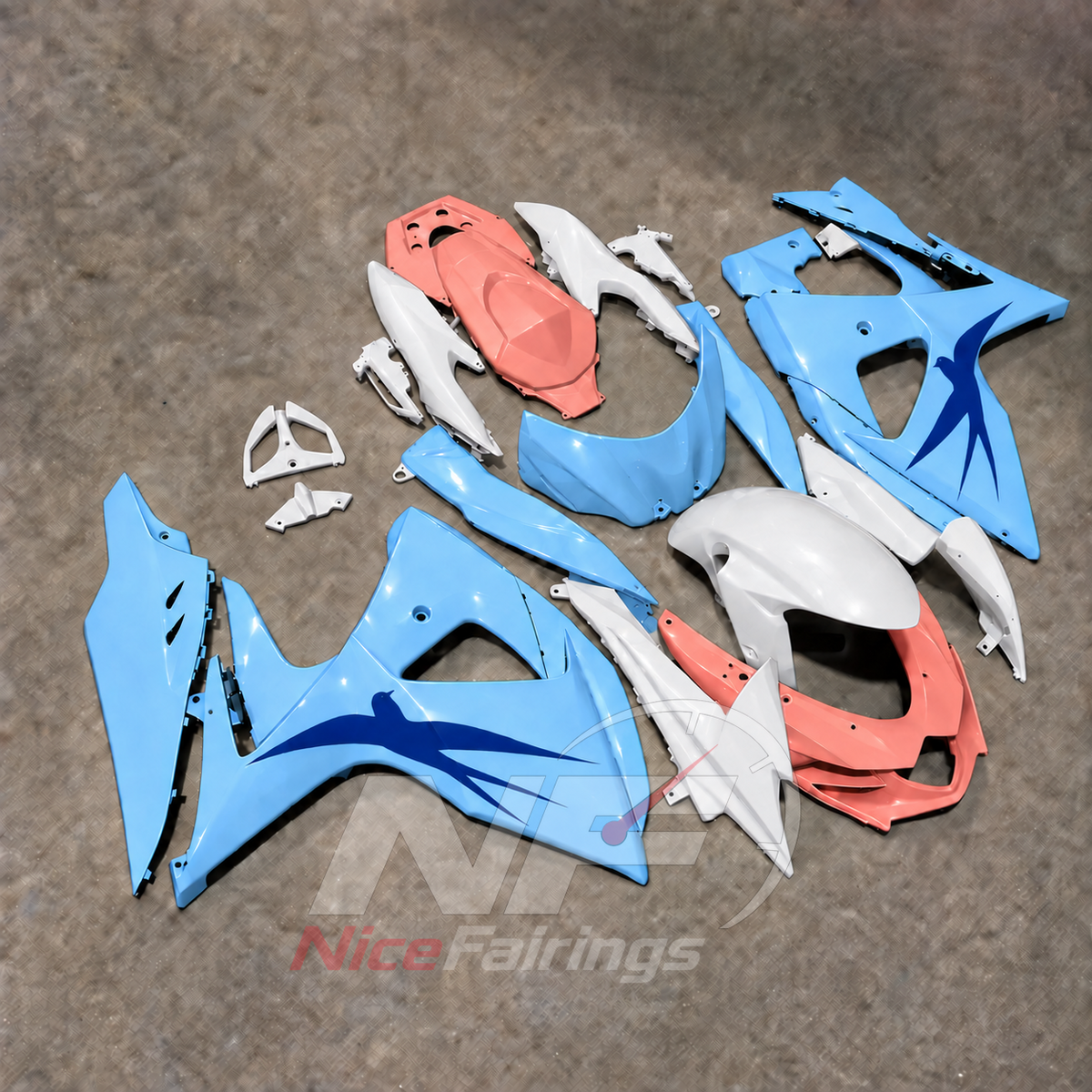Painted ABS Fairing Panel Kit Compatible with Suzuki GSX-R1000 K9 2009-2016 | NiceFairings - front angle image