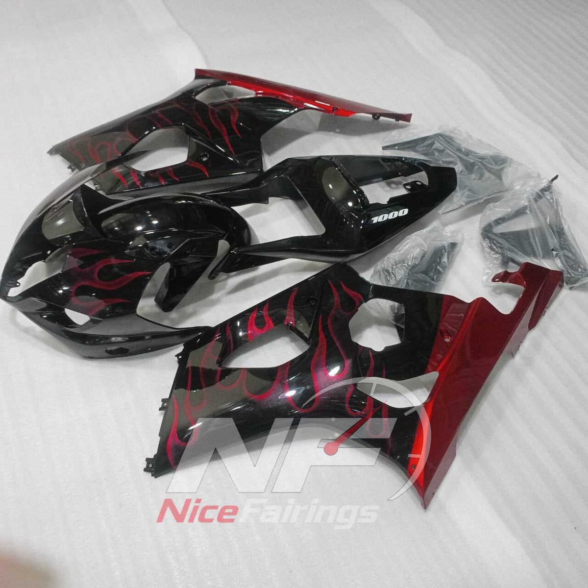 ABS Cowling Set Fits SUZUKI GSX-R1000 K3 2003-2004 - Custom-Painted, No Tank Cover | NiceFairings - side angle image