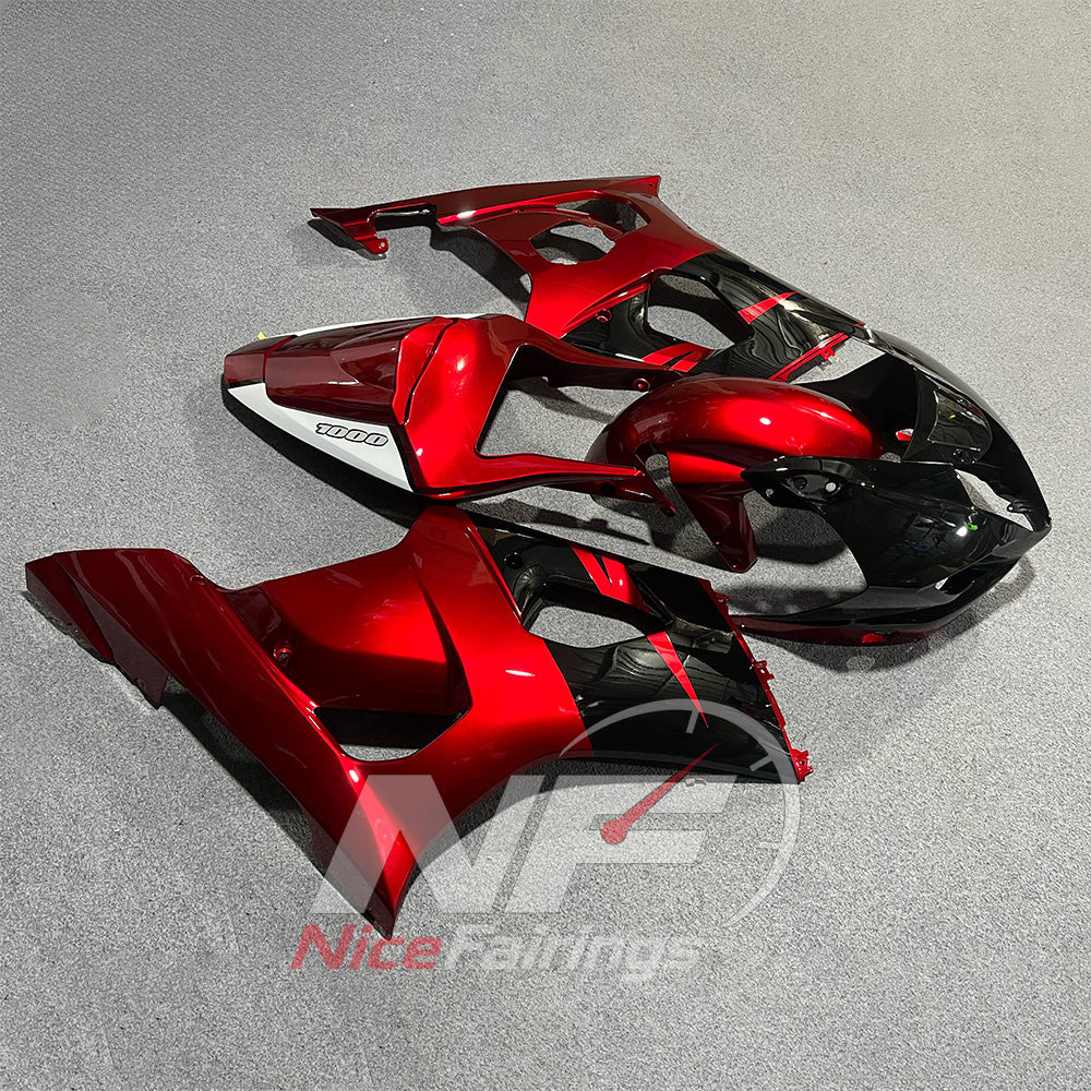 Bodywork Kit Fits SUZUKI GSX-R1000 K3 2003-2004 - Red Injection-Molded ABS, No Tank Cover | NiceFairings - front angle image