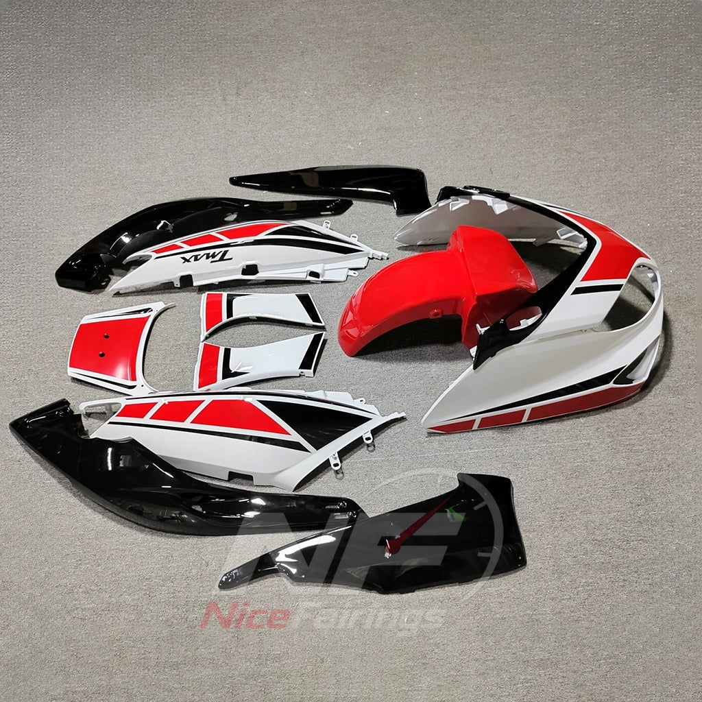 Aftermarket Fairing Kit Fits 2001-2007 YAMAHA TMAX500 - Scooter ABS Bodywork - White Red Black | NiceFairings - front angle image