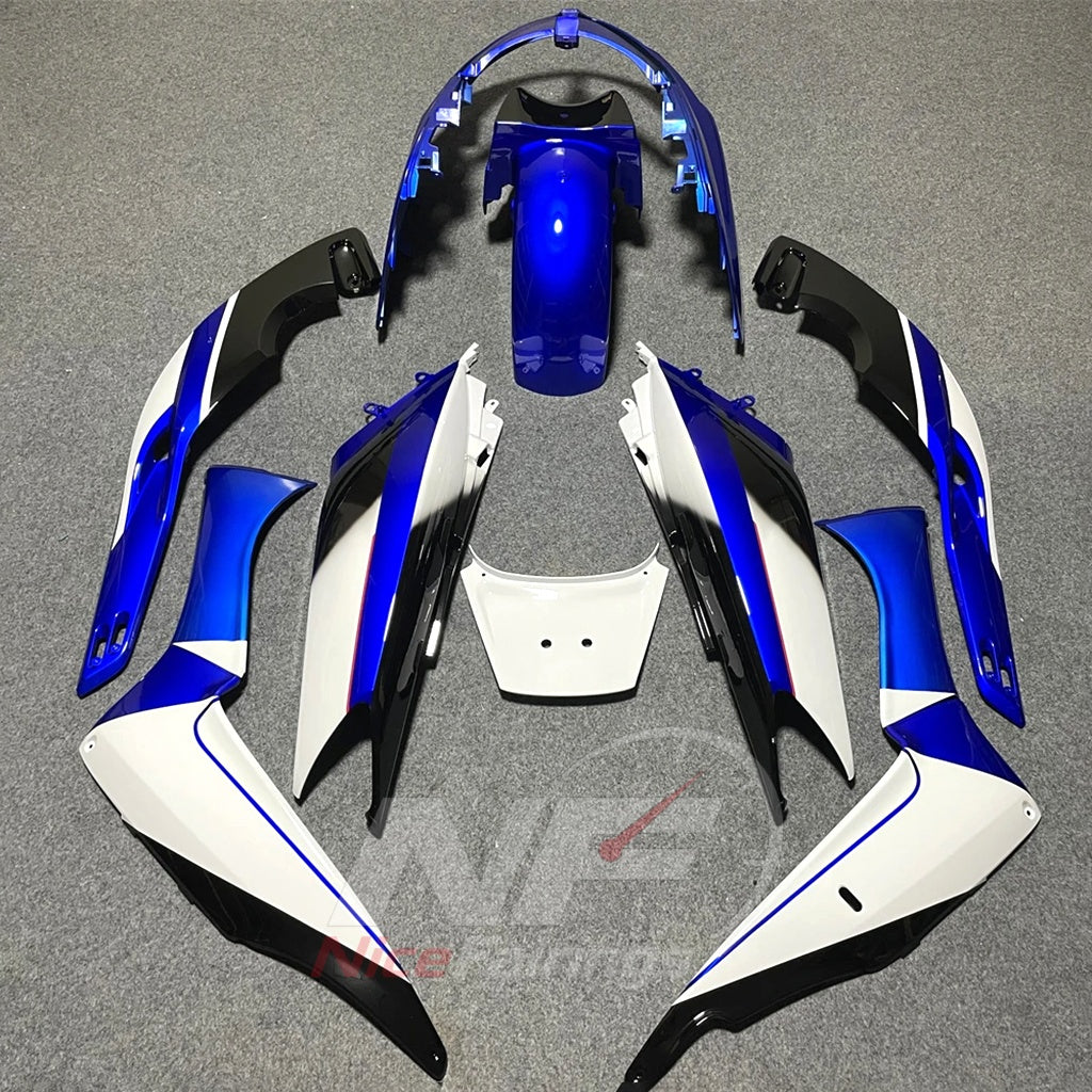 Scooter Fairing Kit Fits 2001-2007 YAMAHA TMAX500 (T-MAX500) - Aftermarket ABS Panels - Blue White Racing | NiceFairings - side angle image