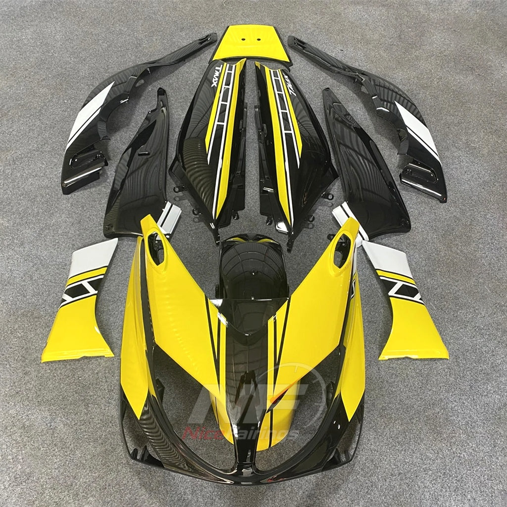 Custom Fairings Fit 2001-2007 YAMAHA TMAX500 - ABS Fairing Panels - Black White Side Panels | NiceFairings - paint design NO.5 option image