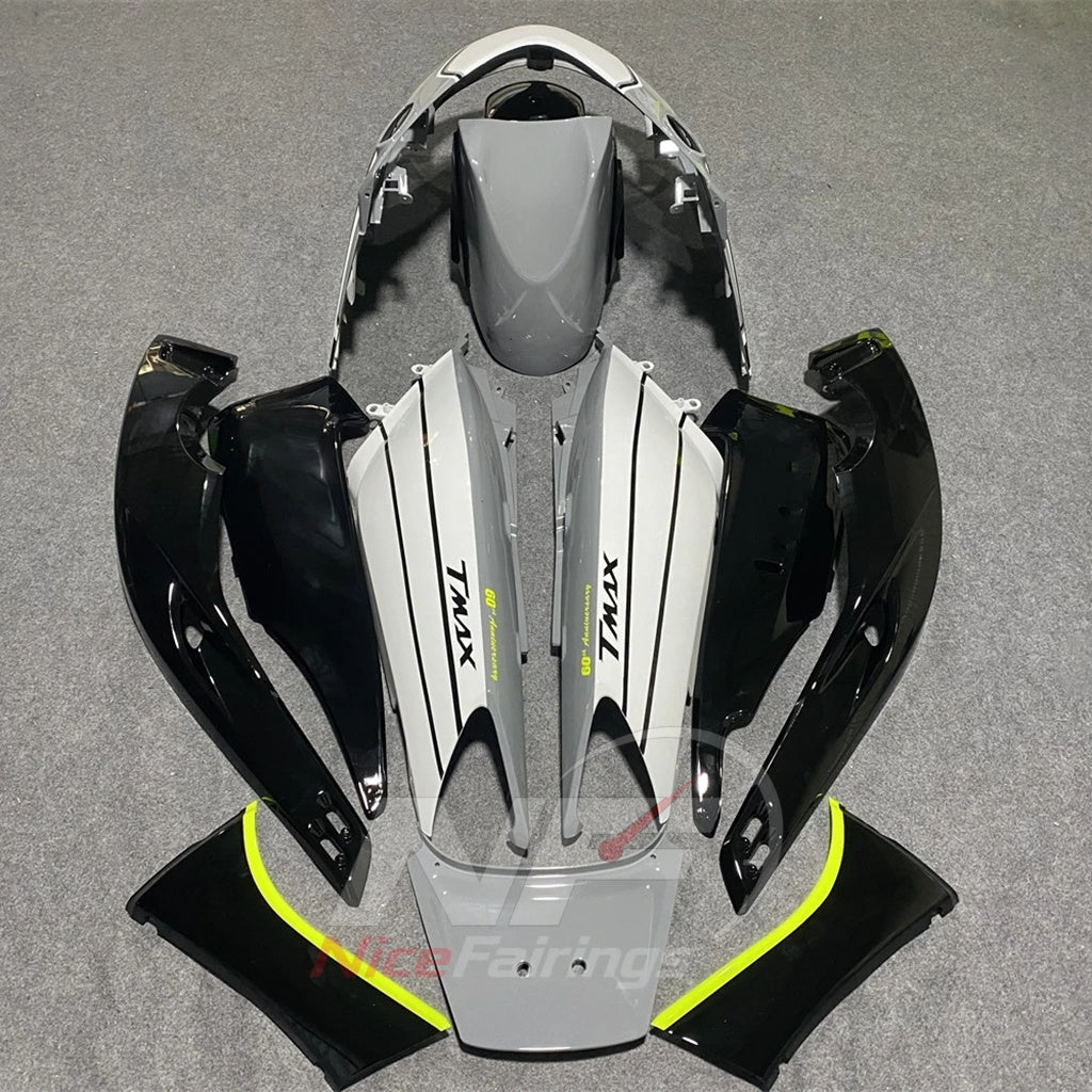 Aftermarket Fairing Kit Fits 2001-2007 YAMAHA TMAX500 - ABS Fairing Panels - White Black Yellow Accent | NiceFairings - side angle image