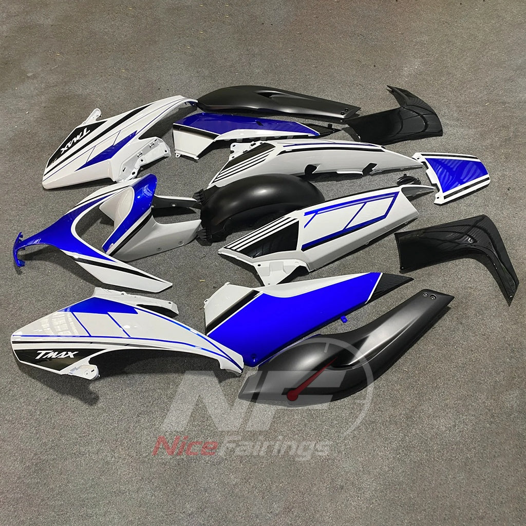 ABS Plastic Fairing Kit Fits 2008-2011 YAMAHA TMAX500 - Scooter Bodywork - Blue White Black | NiceFairings - front angle image