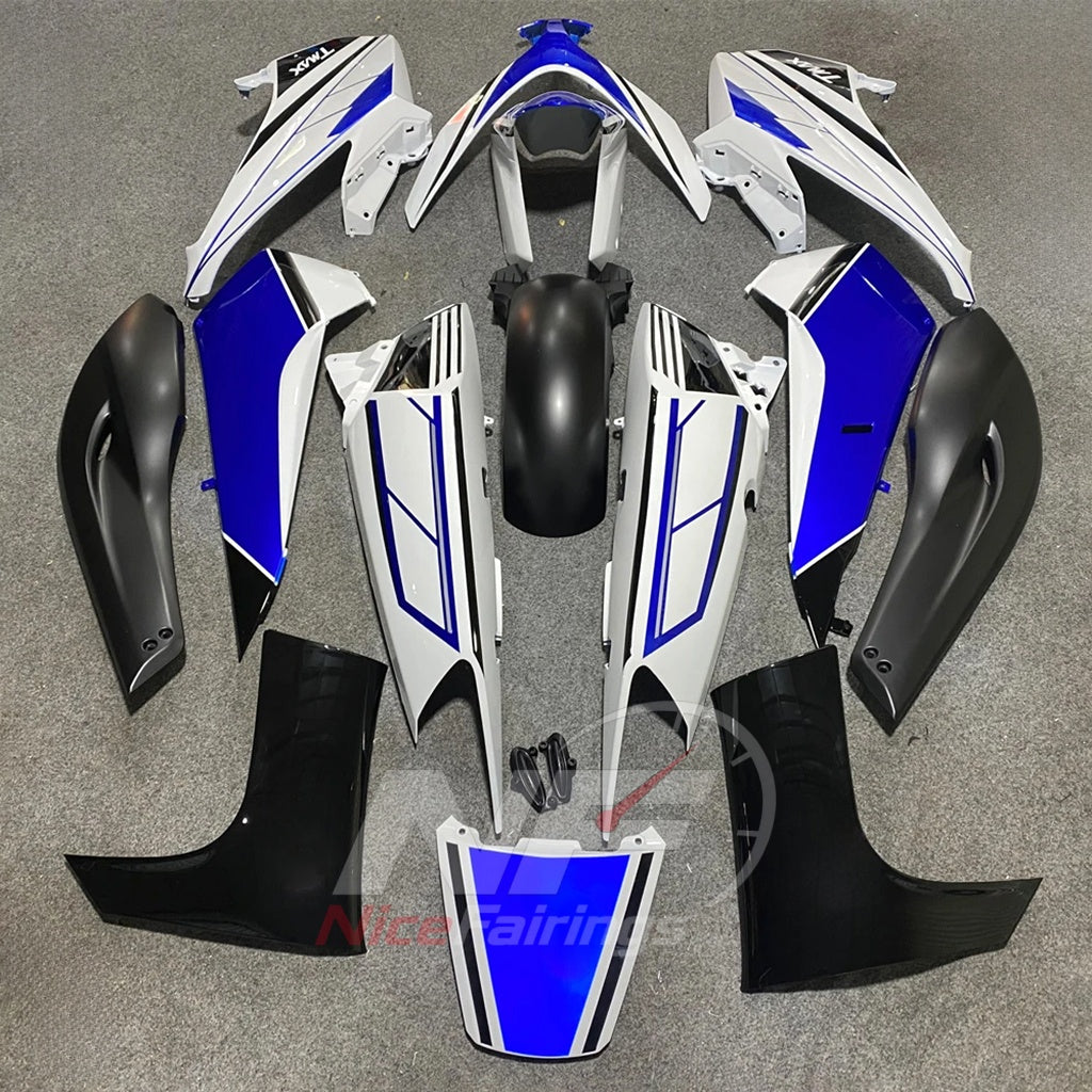 ABS Plastic Fairing Kit Fits 2008-2011 YAMAHA TMAX500 - Scooter Bodywork - Blue White Black | NiceFairings - side angle image
