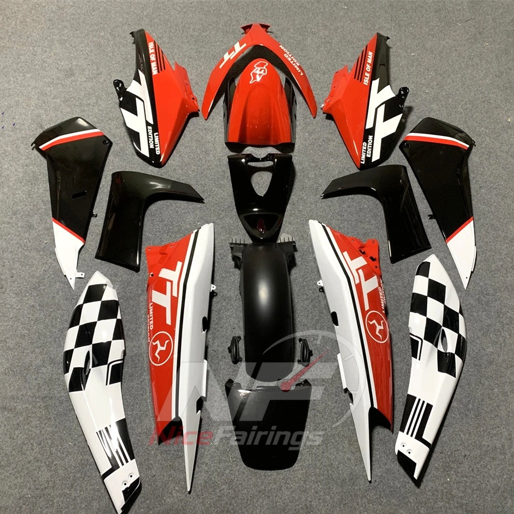 Scooter Fairing Kit Fits 2008-2011 YAMAHA TMAX500 (TMAX-500) - Aftermarket ABS Panels - Red Black Checkered | NiceFairings - side angle image