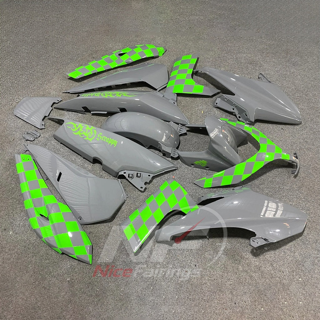 Fairing Kit Fits 2008-2011 YAMAHA TMAX500 - Scooter ABS Bodywork - Gray Green Checkered | NiceFairings - front angle image