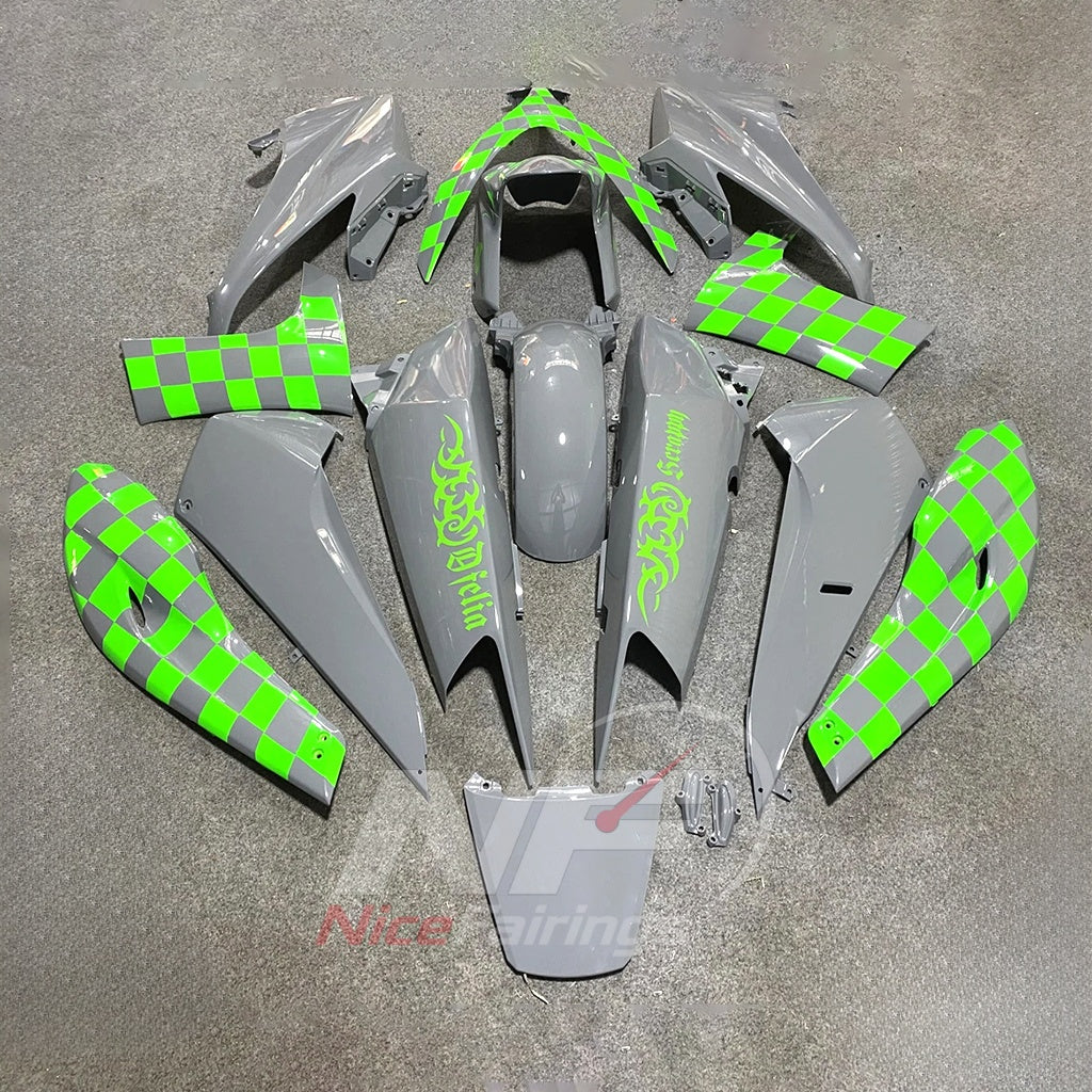 Fairing Kit Fits 2008-2011 YAMAHA TMAX500 - Scooter ABS Bodywork - Gray Green Checkered | NiceFairings - side angle image