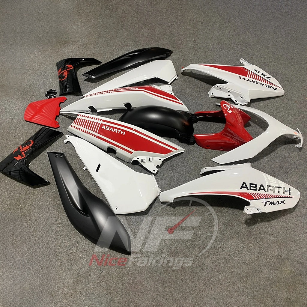 Aftermarket Fairing Kit Fits 2008-2011 YAMAHA TMAX500 - ABS Fairing Panels - White Red Black | NiceFairings - side angle image