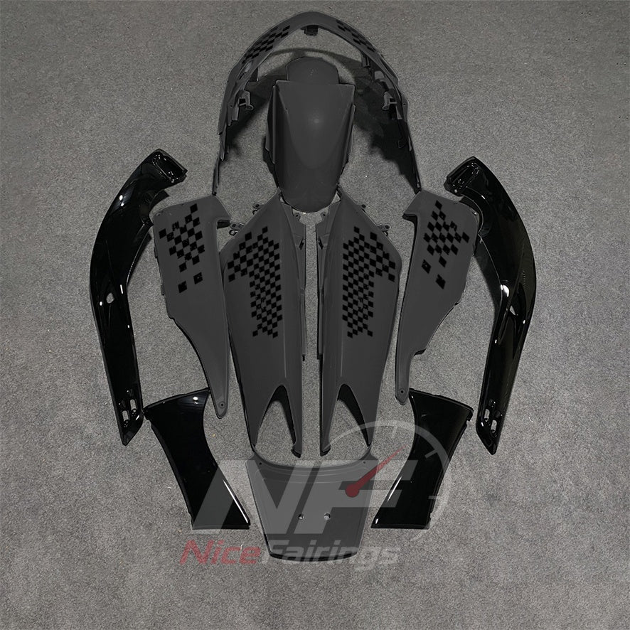 Fairings Kit Fits 2001-2007 YAMAHA TMAX500 (T-MAX500) - Aftermarket ABS Panels - Black Gray Pattern | NiceFairings - side angle image