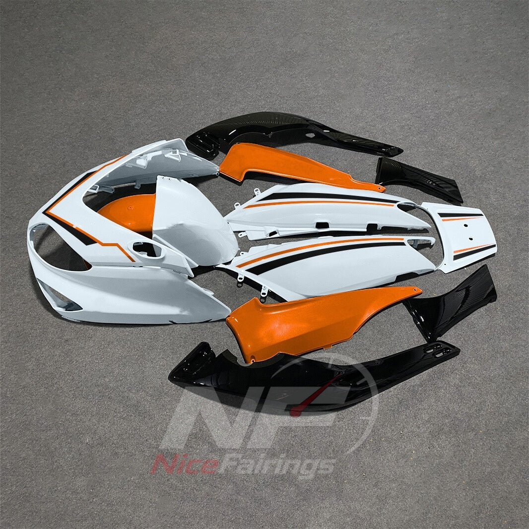 ABS Plastic Fairing Kit Fits 2001-2007 YAMAHA TMAX500 - Scooter Bodywork - White Orange Black | NiceFairings - front angle image