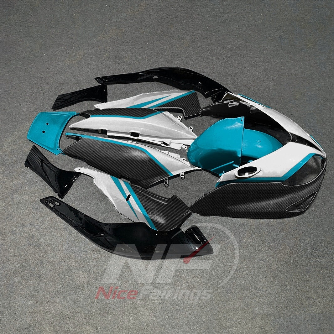 Motorcycle Fairing Kit Fits 2001-2007 YAMAHA TMAX500 (T-MAX500) - Replacement ABS Plastic - Turquoise White Black | NiceFairings - side angle image