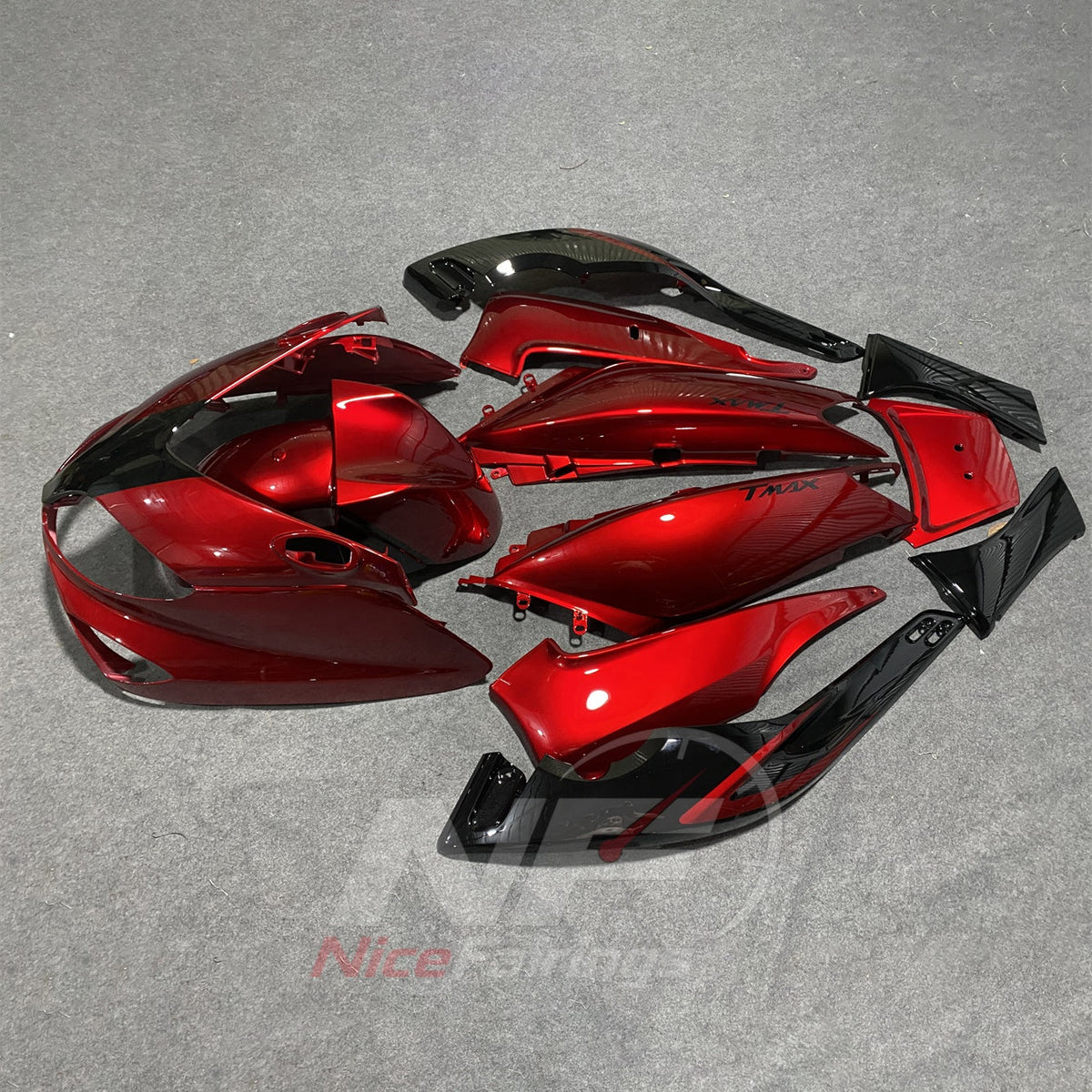 Aftermarket Fairing Kit Fits 2001-2007 YAMAHA TMAX500 - Scooter ABS Bodywork - Deep Red Black | NiceFairings - side angle image