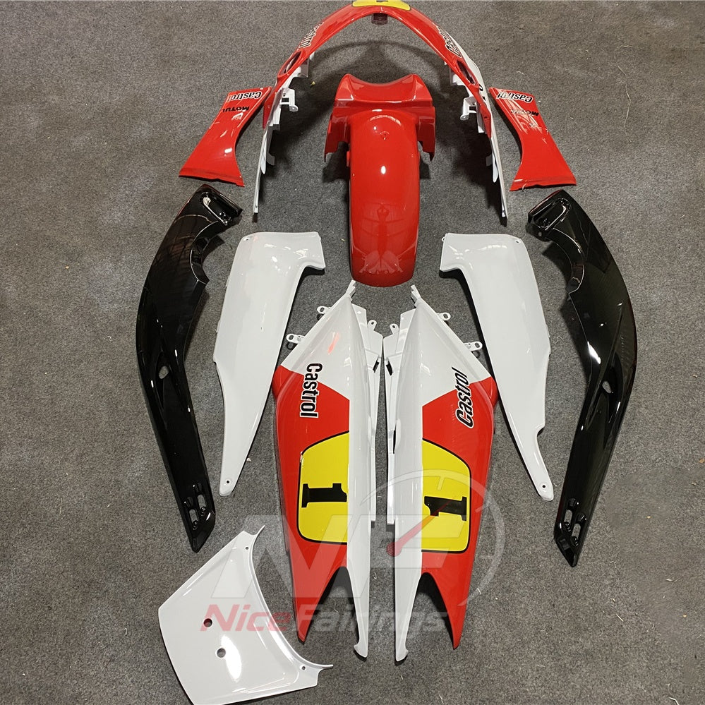Fairings Kit Fits 2001-2007 YAMAHA TMAX500 (T-MAX500) - Custom-Painted ABS Bodywork - Red White Yellow Racing | NiceFairings - side angle image