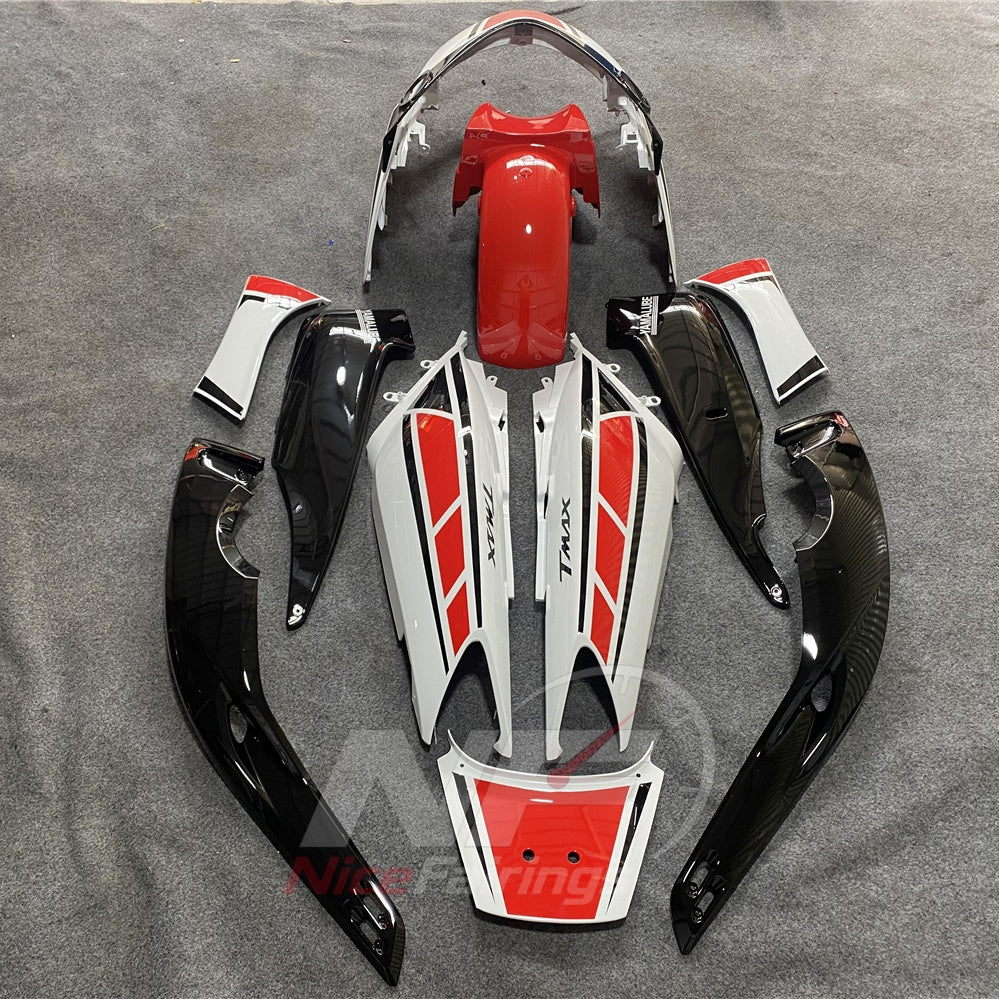 Fairing Kit Fits 2001-2007 YAMAHA TMAX500 - ABS Fairing Panels - White Red Black Racing | NiceFairings - side angle image