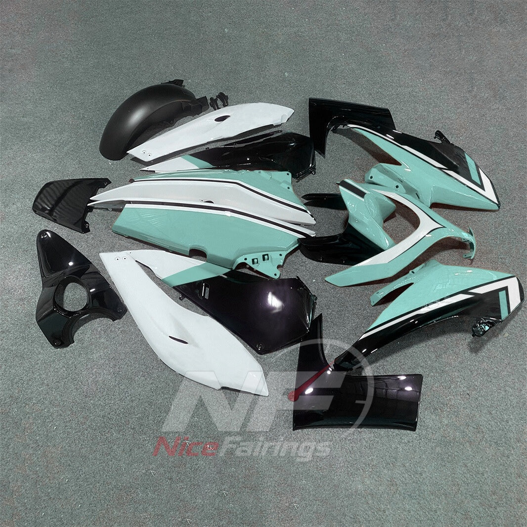 Motorcycle Fairing Kit Fits 2008-2011 YAMAHA TMAX500 (TMAX-500) - Aftermarket ABS Panels - Mint Green White Black | NiceFairings - side angle image