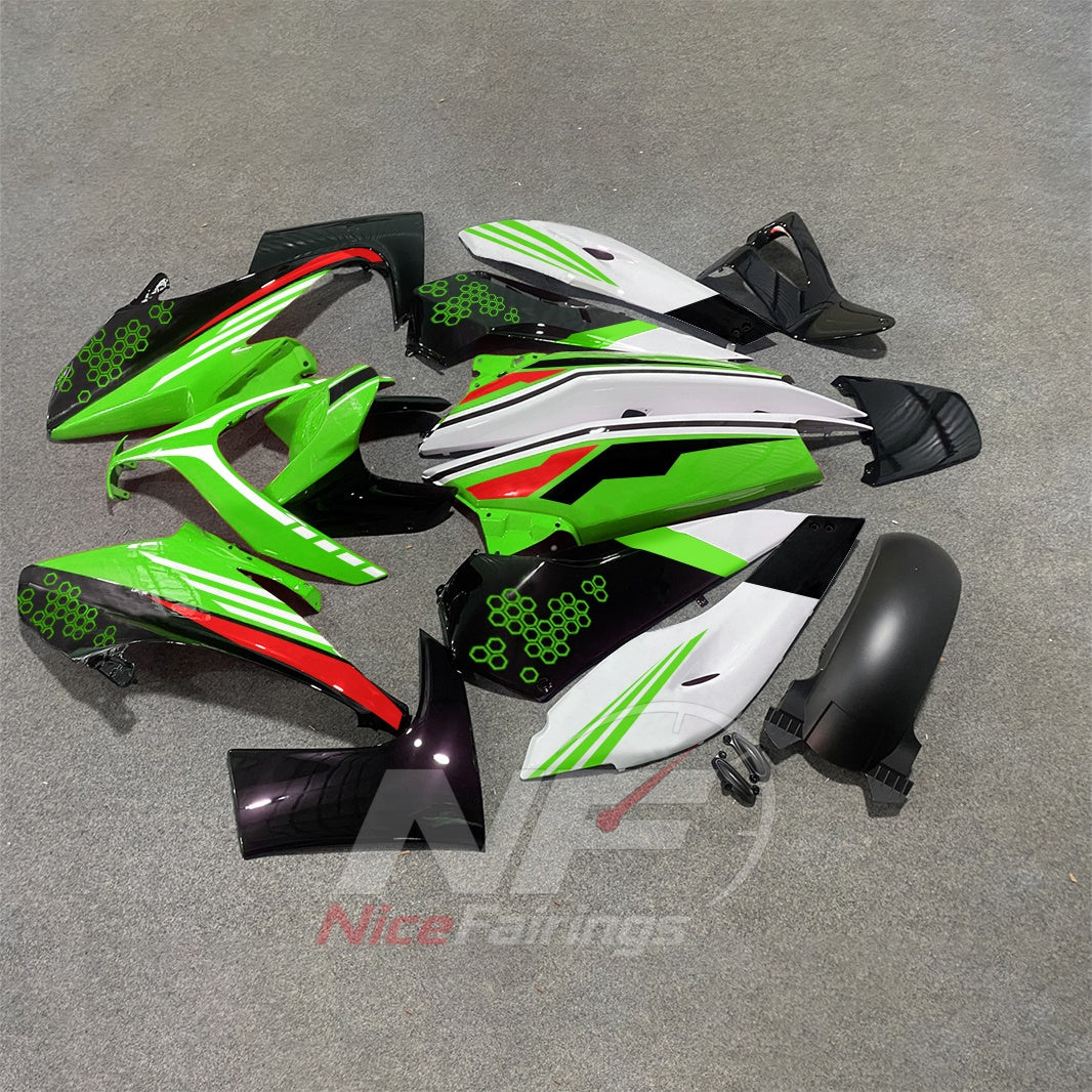 Aftermarket Fairing Kit Fits 2008-2011 YAMAHA TMAX500 - Scooter ABS Bodywork - Green Black White | NiceFairings - front angle image