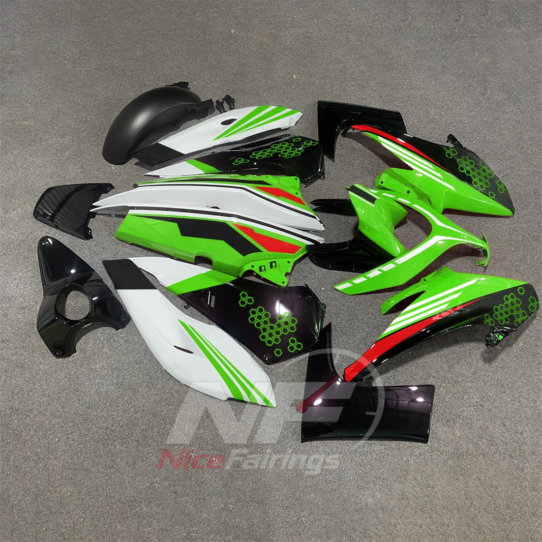 Aftermarket Fairing Kit Fits 2008-2011 YAMAHA TMAX500 - Scooter ABS Bodywork - Green Black White | NiceFairings - side angle image
