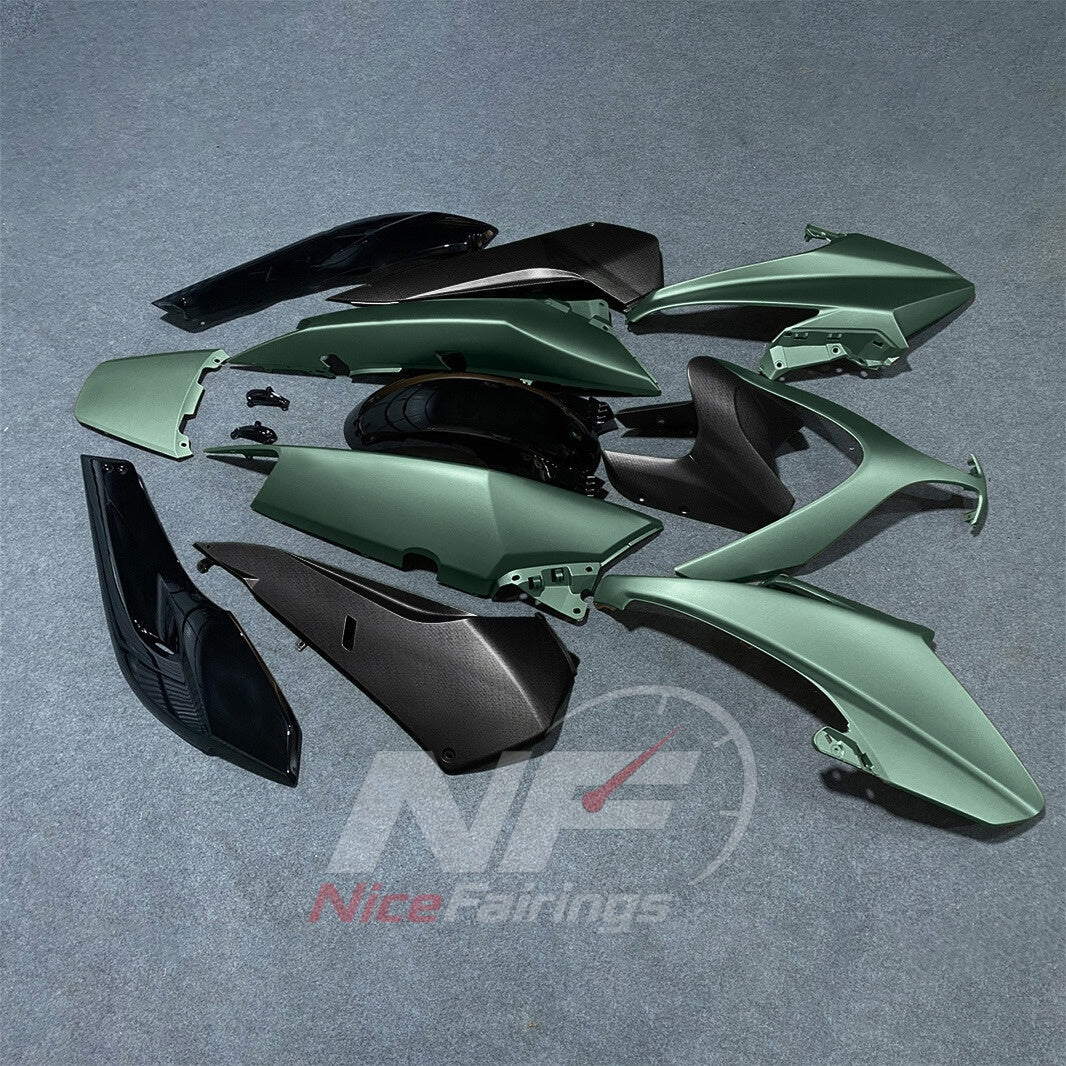 Fairings Kit Fits 2008-2011 YAMAHA TMAX500 (TMAX-500) - Replacement ABS Plastic - Sage Green Black | NiceFairings - side angle image
