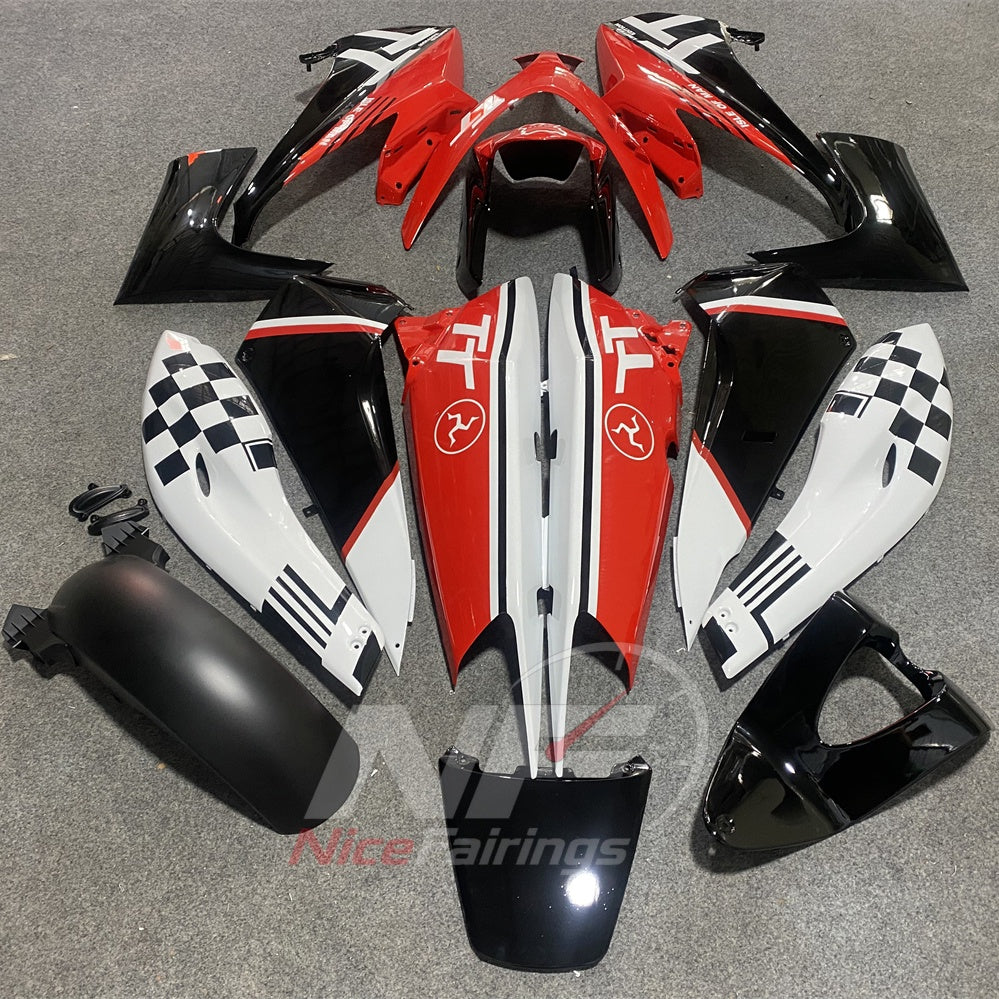 Custom Fairings Fit 2008-2011 YAMAHA TMAX500 - ABS Plastic Bodywork - Red Black White | NiceFairings - side angle image