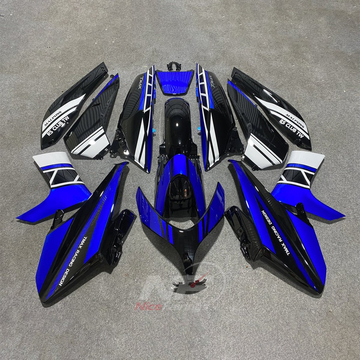 Custom Fairings Fit 2008-2011 YAMAHA TMAX500 - ABS Plastic Bodywork - Red Black White | NiceFairings - paint design NO.2 option image