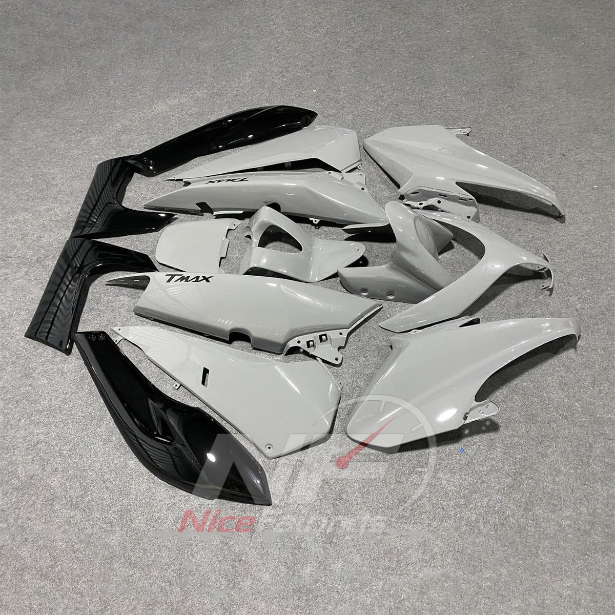 Replacement Fairings Fit 2008-2011 YAMAHA TMAX500 (TMAX-500) - ABS Plastic Bodywork - White Black Sport | NiceFairings - front angle image