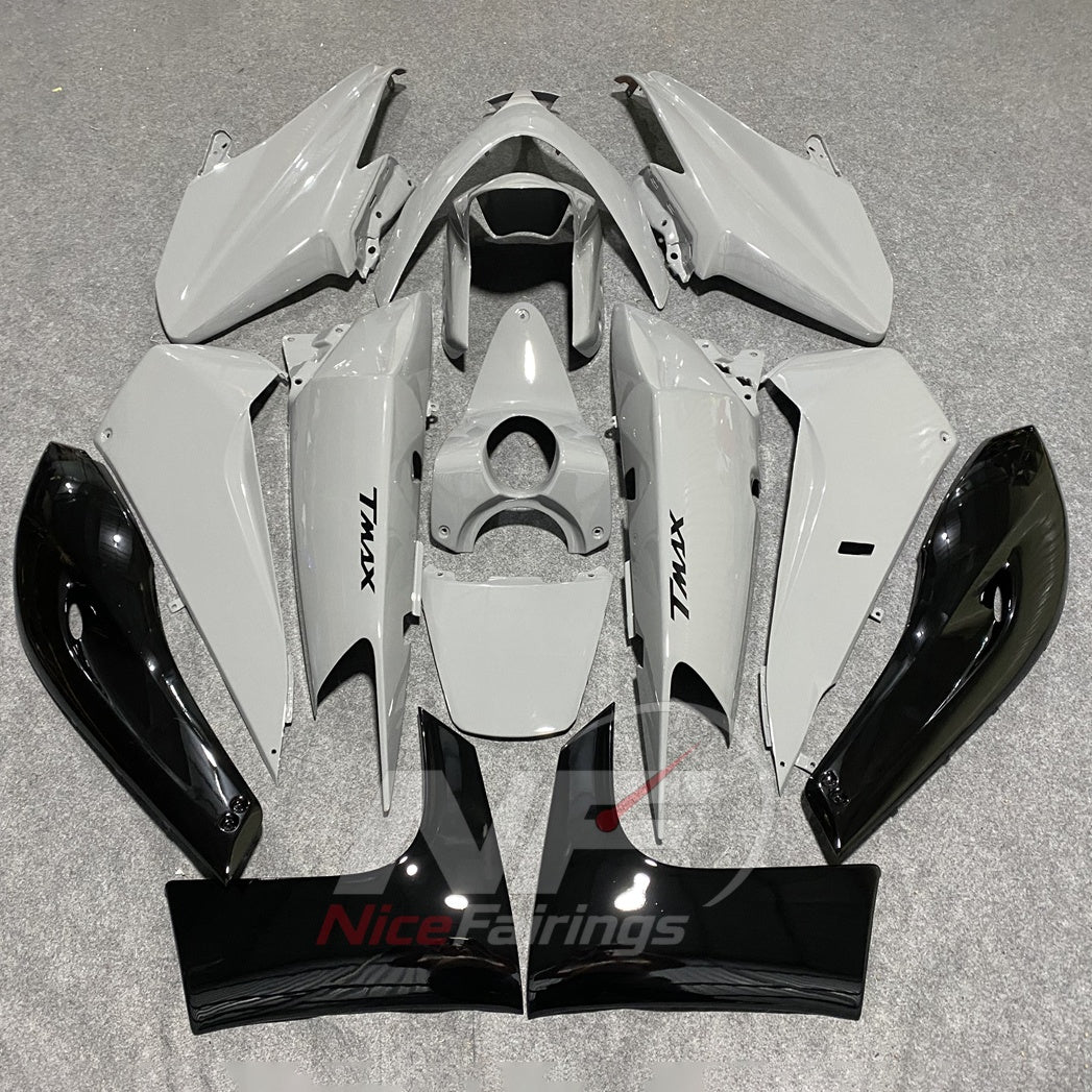 Replacement Fairings Fit 2008-2011 YAMAHA TMAX500 (TMAX-500) - ABS Plastic Bodywork - White Black Sport | NiceFairings - side angle image