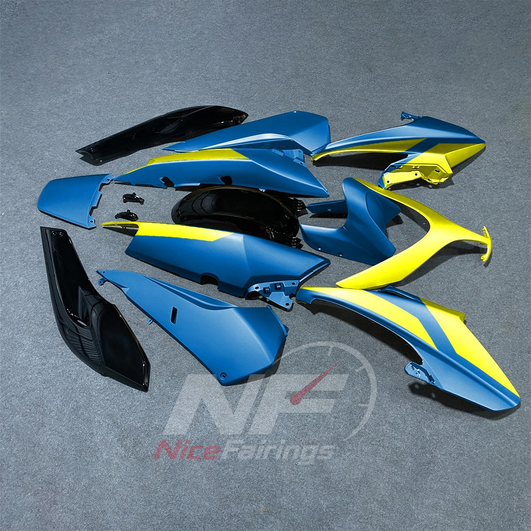 Replacement Fairings Fit 2008-2011 YAMAHA TMAX500 (TMAX-500) - Custom-Painted ABS Bodywork - Blue Yellow Black | NiceFairings - side angle image