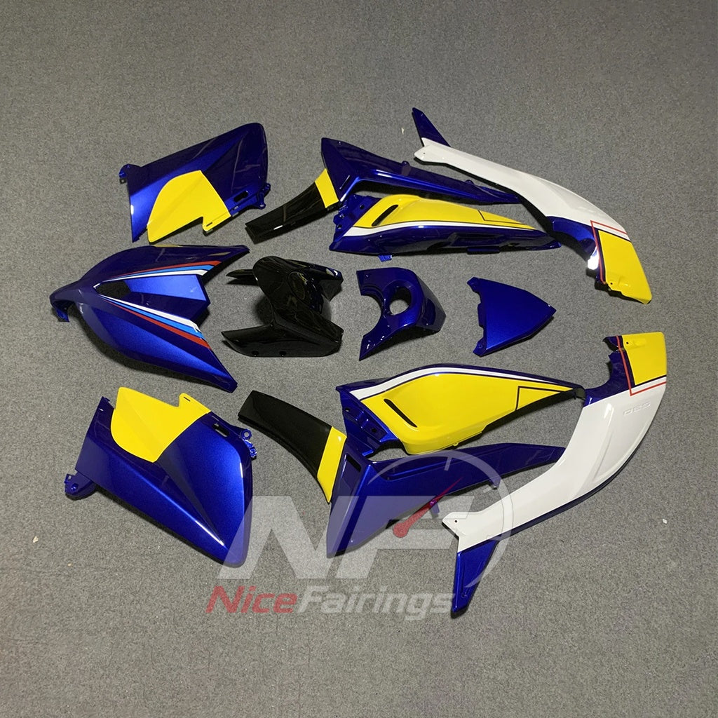 ABS Injection Fairing Kit Fits YAMAHA TMAX530 SJ09 2012-2014 - Blue Yellow Graphic | NiceFairings - side angle image