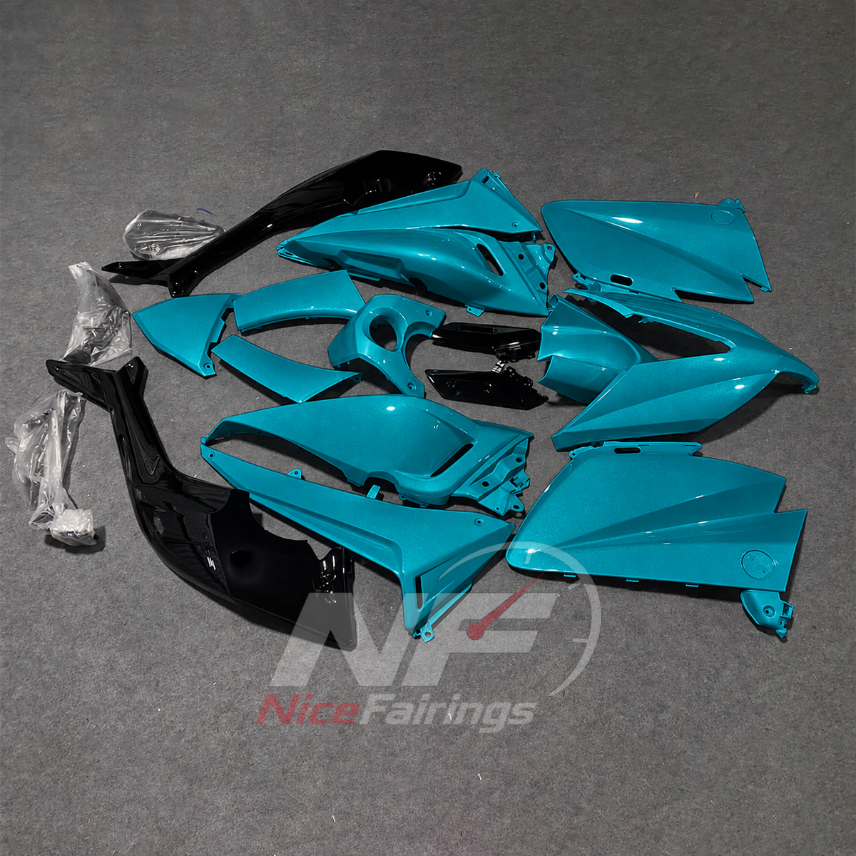 Premium Cyan Injection-Molded Fairings Compatible with YAMAHA TMAX530 2015-2016 | NiceFairings - front angle image