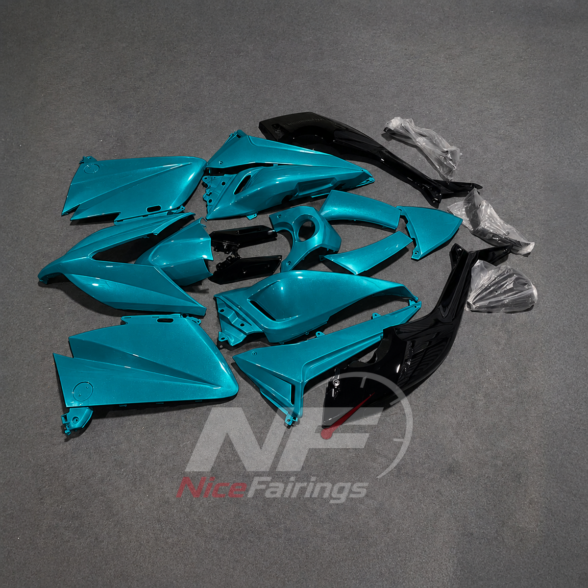 Premium Cyan Injection-Molded Fairings Compatible with YAMAHA TMAX530 2015-2016 | NiceFairings - side angle image