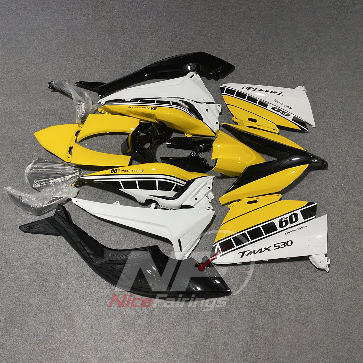 Race-Grade Yellow Injection-Molded Bodywork Set Fits 2015-2016 YAMAHA TMAX530 | NiceFairings - front angle image
