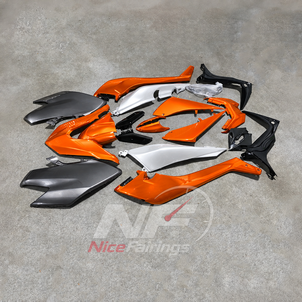 Premium Orange Injection-Molded Fairings Compatible with YAMAHA TMAX530 SJ14 2017-2019 | NiceFairings - side angle image