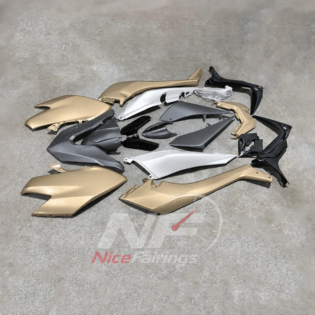 Premium Gold ABS Cowling Set Fits 2017-2019 YAMAHA TMAX530 SJ14 | NiceFairings - front angle image