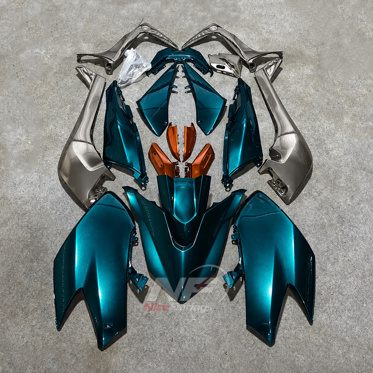 Replacement Green ABS Injection Fairing Kit Fits 2017-2019 YAMAHA TMAX530 SJ14 | NiceFairings - paint design NO.7 option image