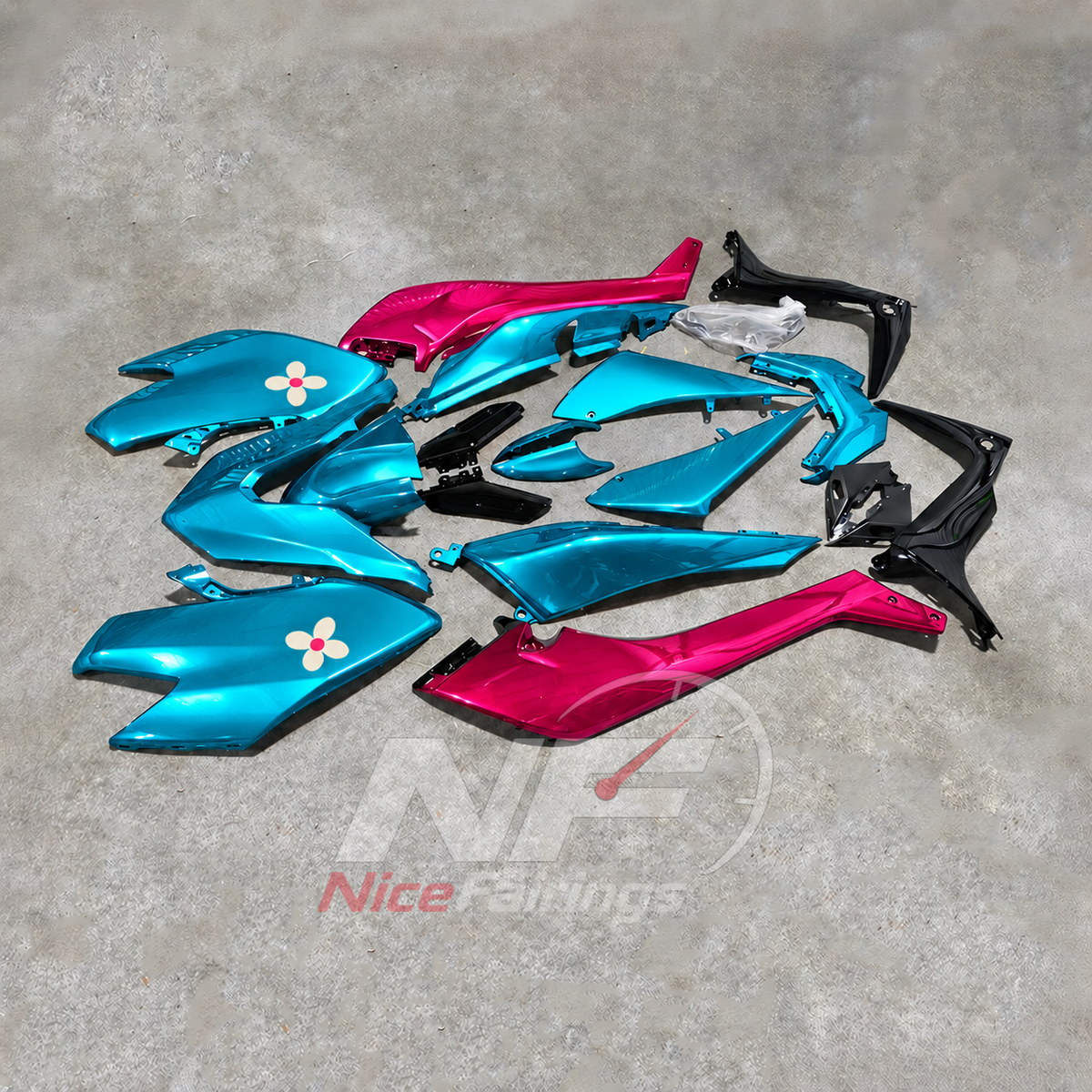 Premium Cyan Injection-Molded Fairing Set Fits YAMAHA TMAX530 SJ14 2017-2019 | NiceFairings - front angle image