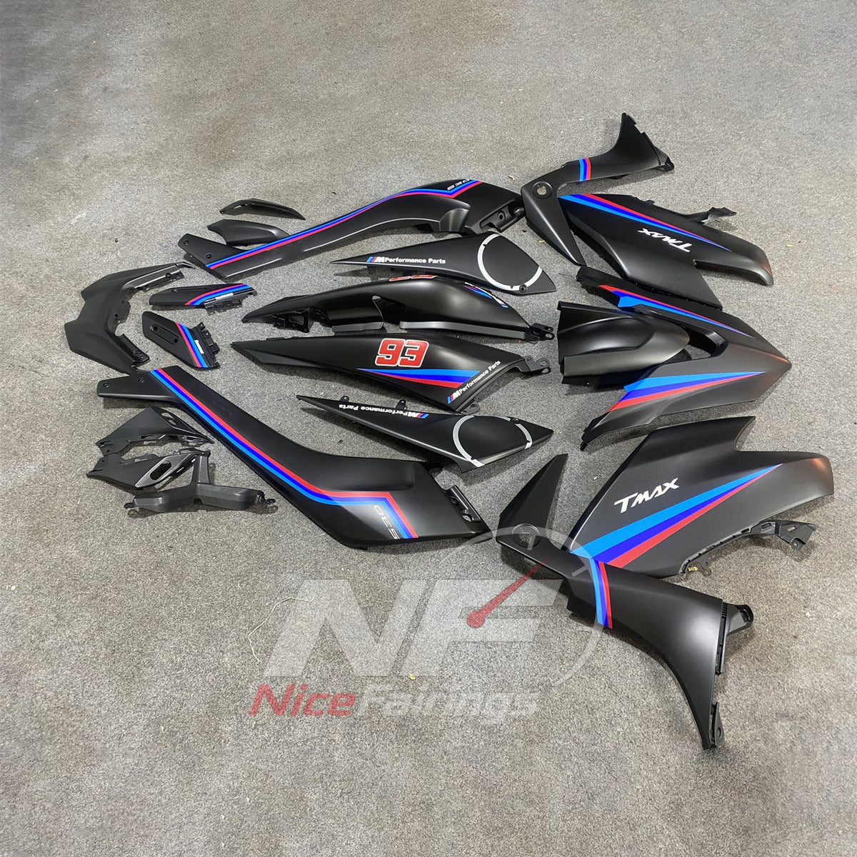 Custom-Painted ABS Plastic Cowling Kit Fits 2017-2019 YAMAHA TMAX530 SJ14 | NiceFairings - front angle image