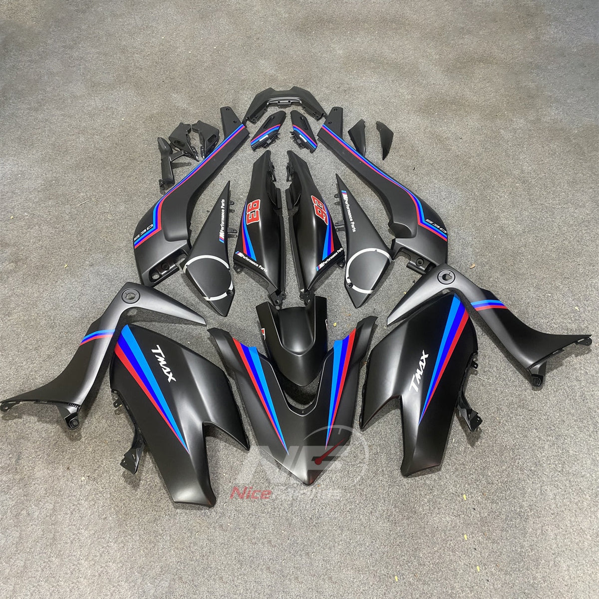 Aftermarket Black ABS Injection Fairing Kit Fits 2017-2019 YAMAHA TMAX530 SJ14 | NiceFairings - paint design NO.7 option image