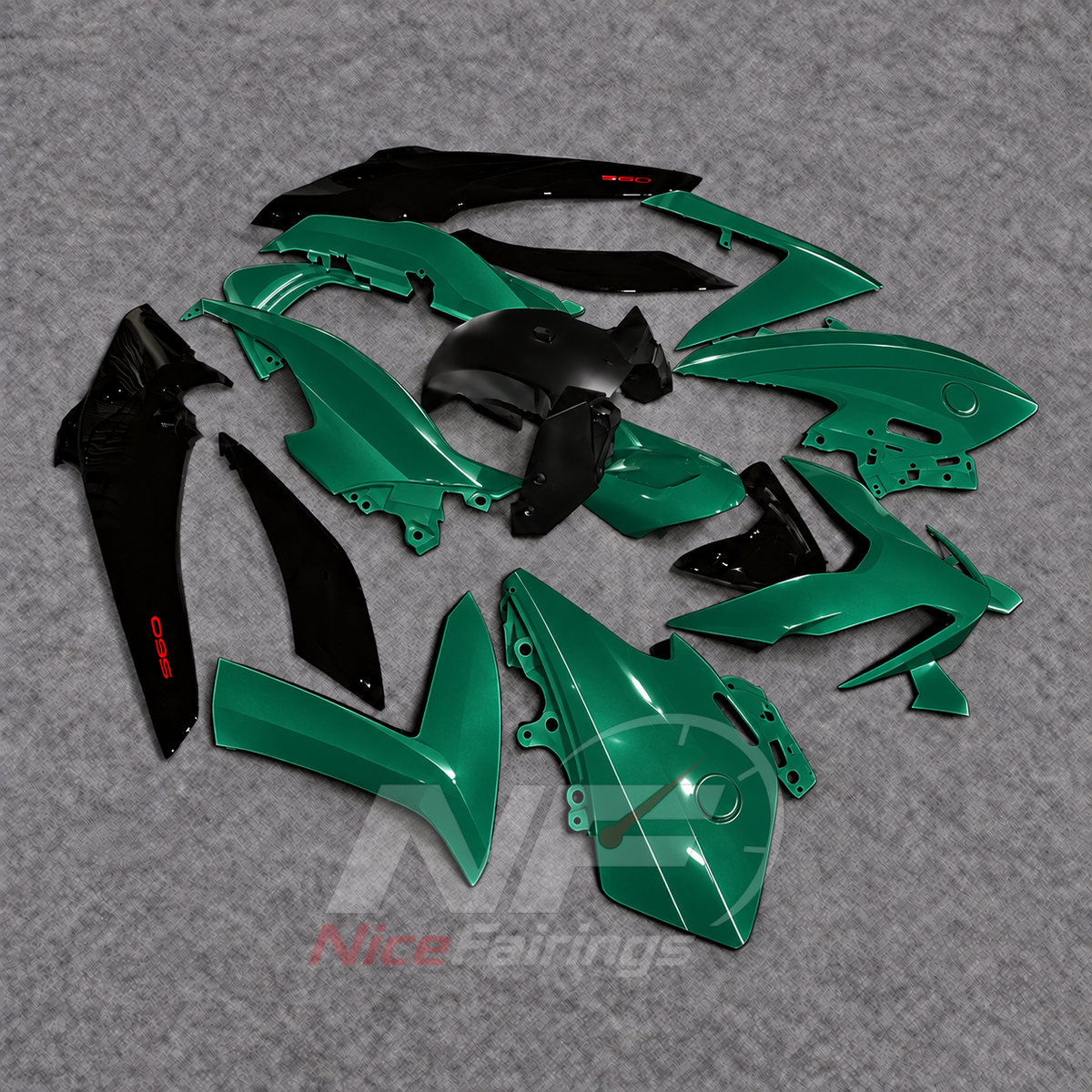 Aftermarket Fairing Kit Fits 2022-2024 YAMAHA TMAX560 - ABS Fairing Panels - Green Black | NiceFairings - side angle image