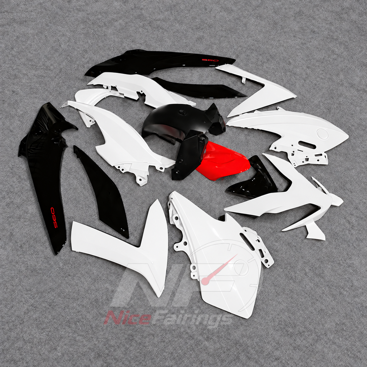 Fairings Kit Fits 2022-2024 YAMAHA TMAX560 - Custom-Painted ABS Bodywork - White Black Red Accent | NiceFairings - side angle image