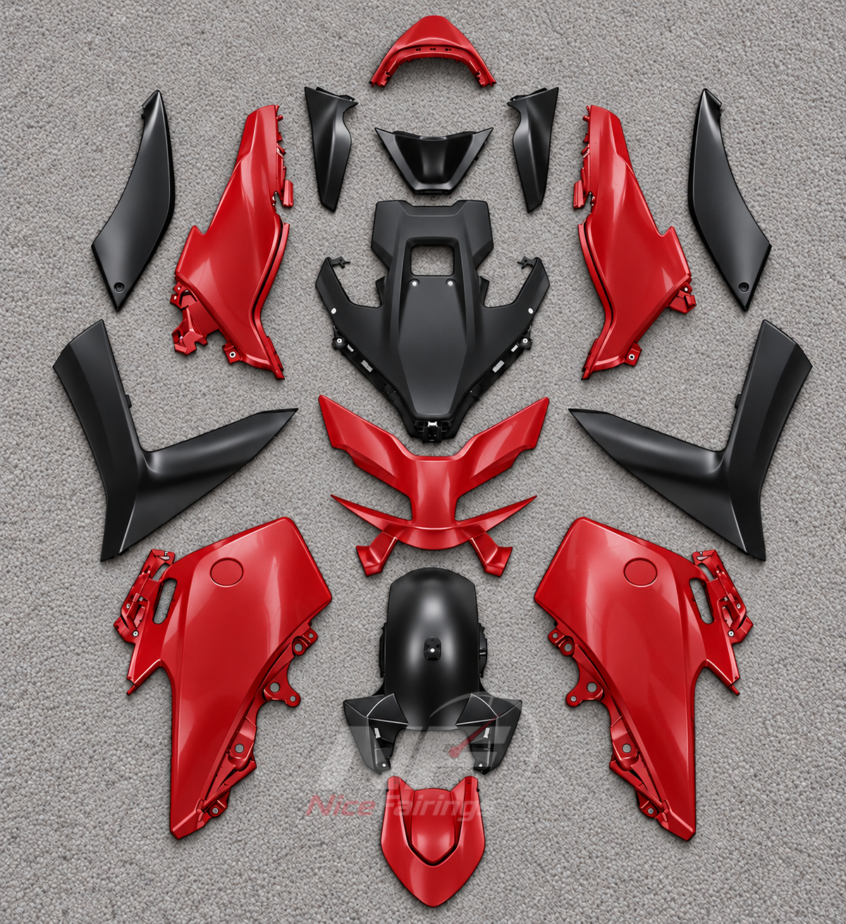 Custom Fairings Fit 2022-2024 YAMAHA TMAX560 - ABS Plastic Bodywork - Bright Red Black | NiceFairings - paint design NO.3 option image