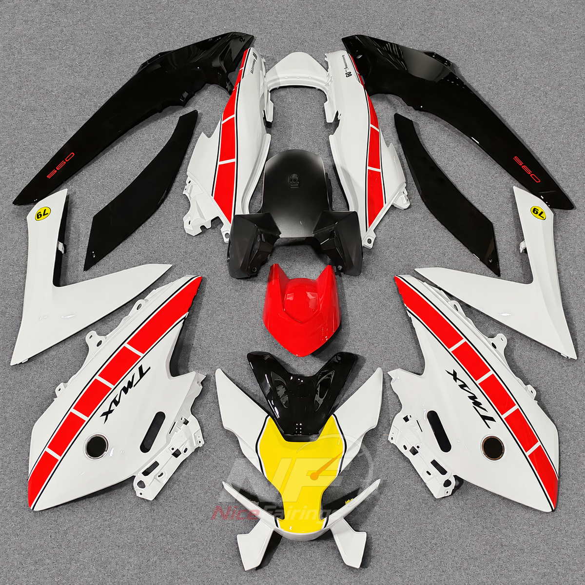 Fairing Kit Fits 2022-2024 YAMAHA TMAX560 - ABS Plastic Bodywork - White Red Black Racing | NiceFairings - main product image
