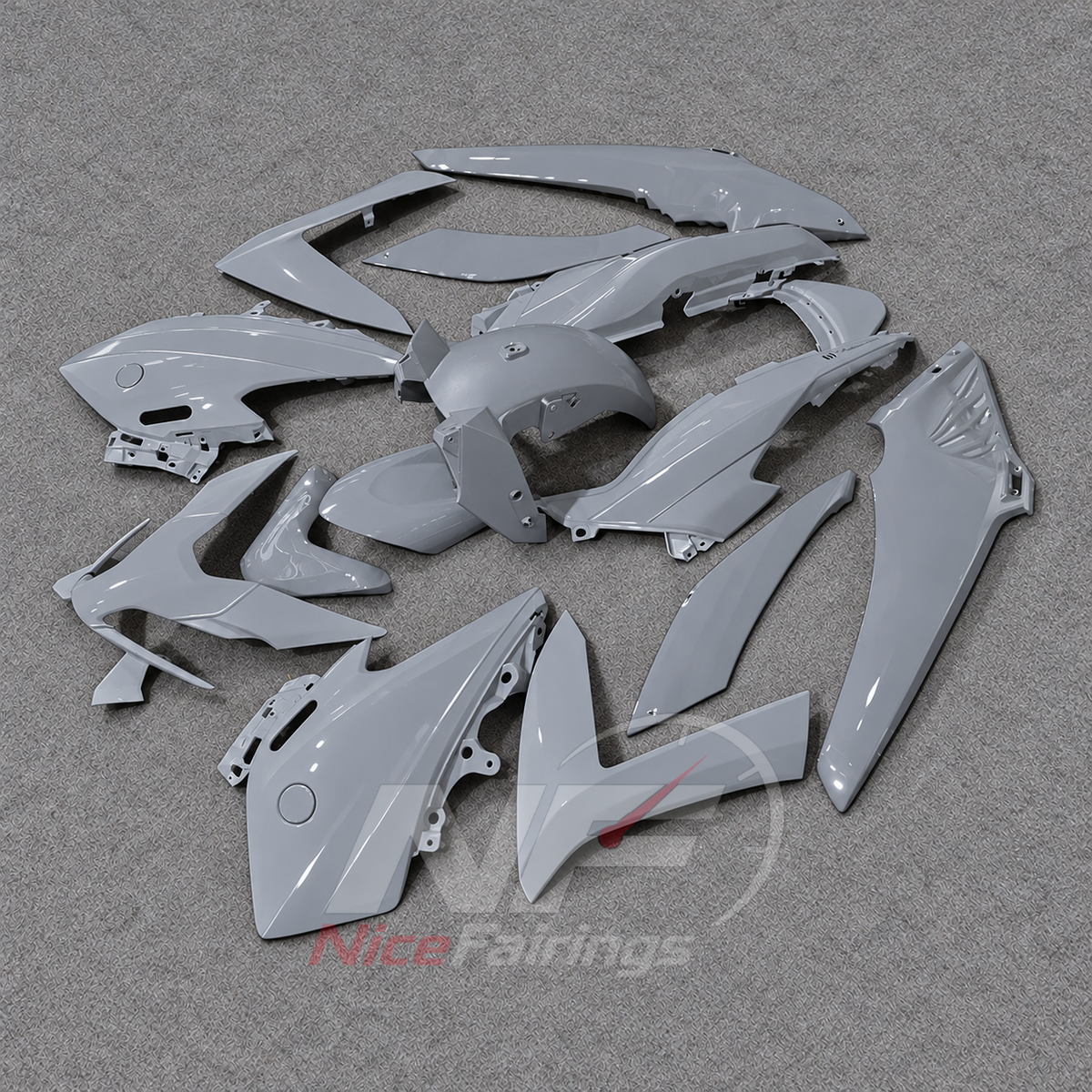 Aftermarket Fairing Kit Fits 2022-2024 YAMAHA TMAX560 - ABS Plastic Bodywork - Light Gray | NiceFairings - side angle image