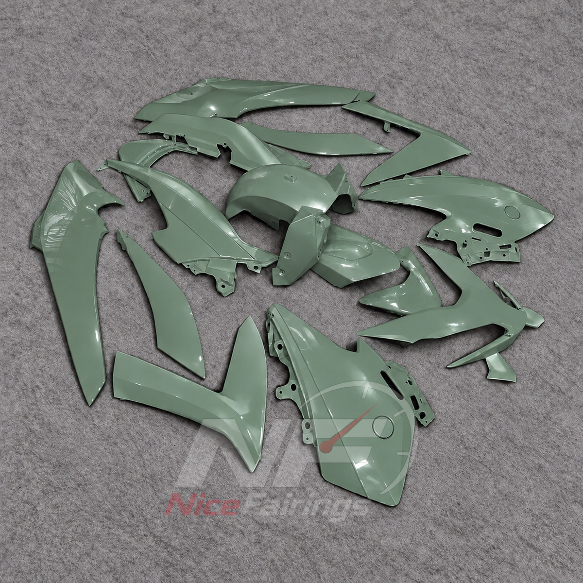 Fairings Kit Fits 2022-2024 YAMAHA TMAX560 - Aftermarket ABS Panels - Sage Green | NiceFairings - side angle image