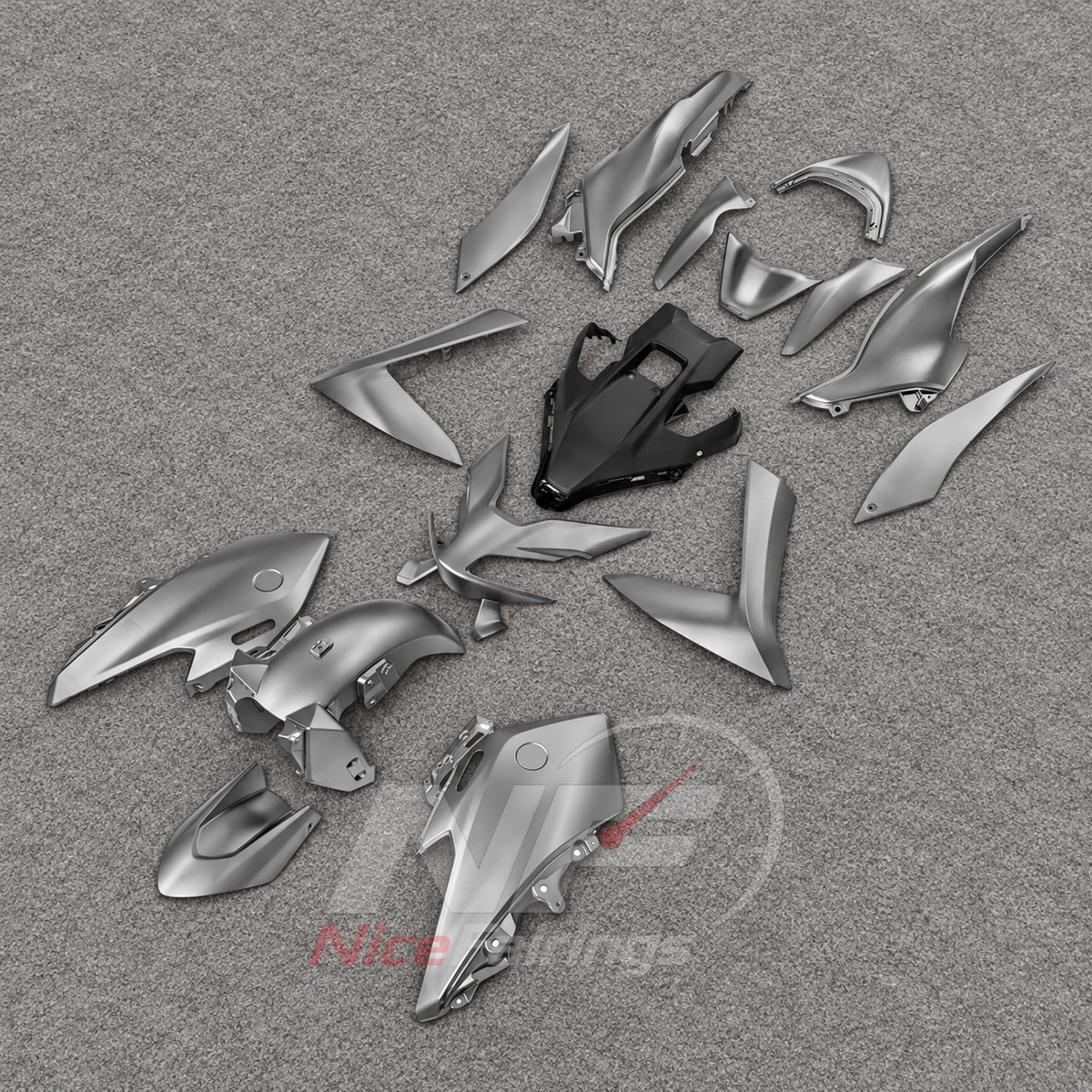 Fairings Kit Fits 2022-2024 YAMAHA TMAX560 - Replacement ABS Plastic - Silver Gray Black | NiceFairings - front angle image