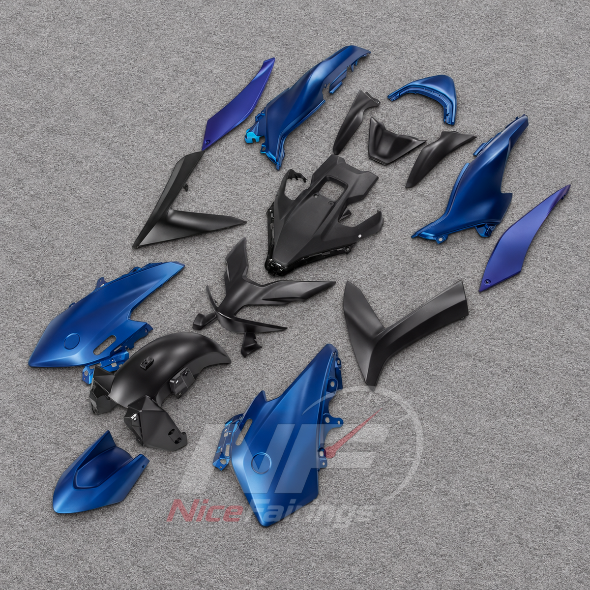 Custom Fairings Fit 2022-2024 YAMAHA TMAX560 - ABS Fairing Panels - Blue Black | NiceFairings - front angle image