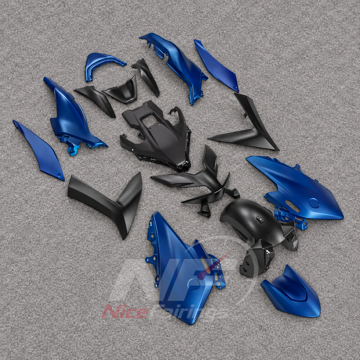 Custom Fairings Fit 2022-2024 YAMAHA TMAX560 - ABS Fairing Panels - Blue Black | NiceFairings - side angle image