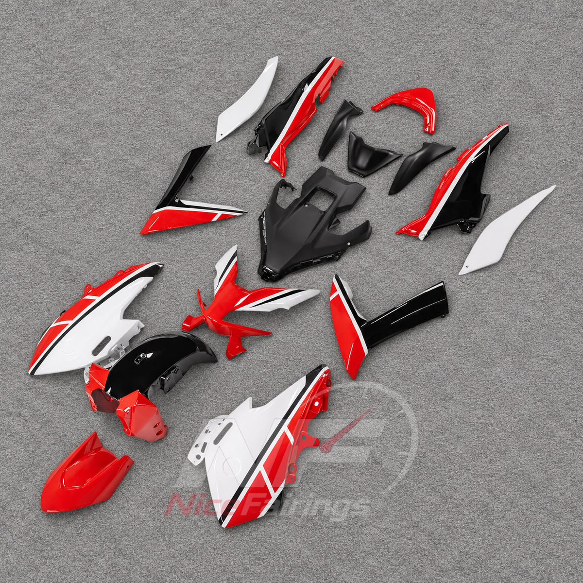 ABS Plastic Fairing Kit Fits 2022-2024 YAMAHA TMAX560 - Scooter Bodywork - White Red Black Sport | NiceFairings - front angle image