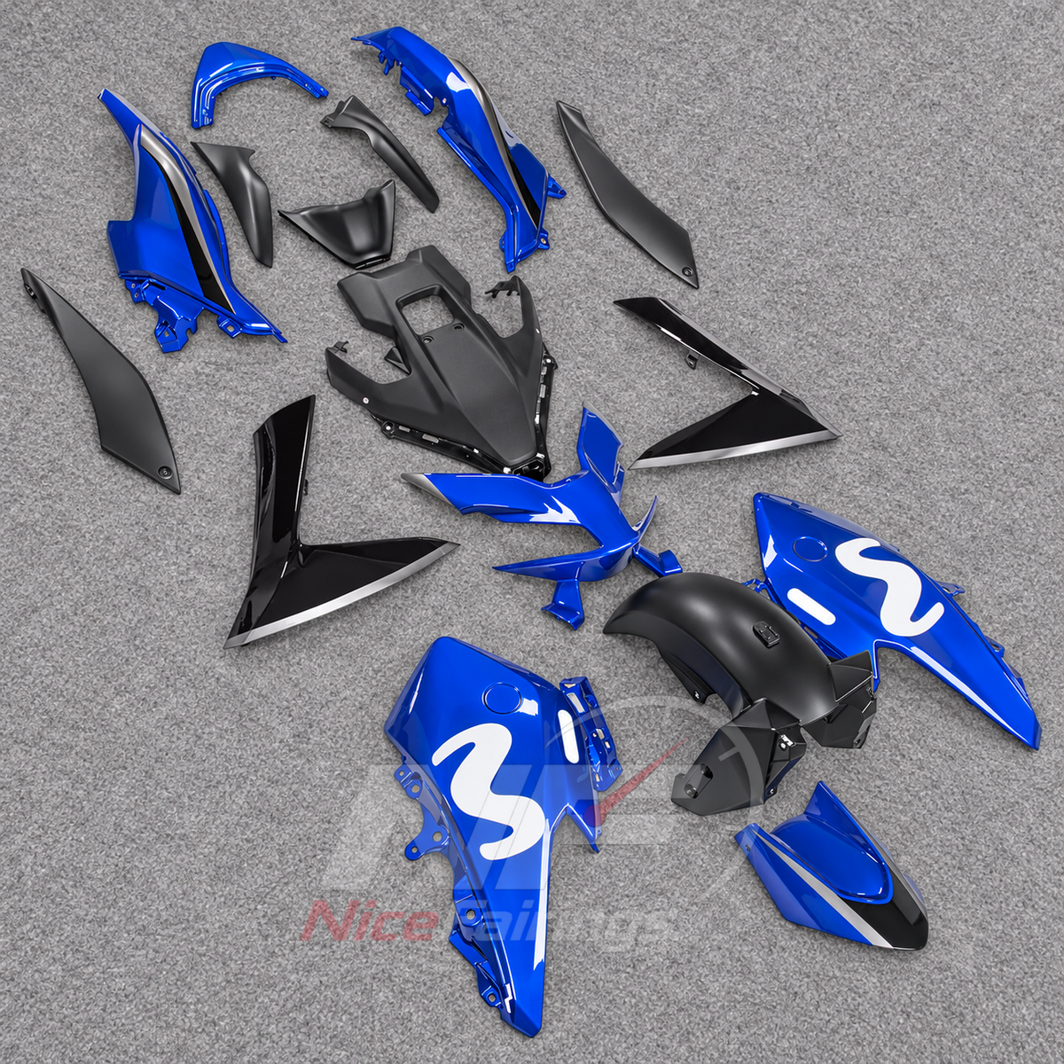 Scooter Fairing Kit Fits 2022-2024 YAMAHA TMAX560 - Aftermarket ABS Panels - Blue Black Number Design | NiceFairings - side angle image