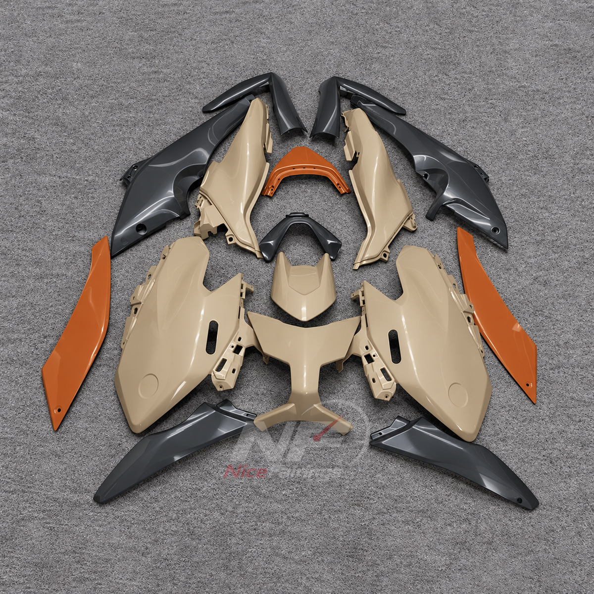 2025-2026 Yamaha TMAX560 ABS fairing kit - Beige Orange ABS Panels - front layout